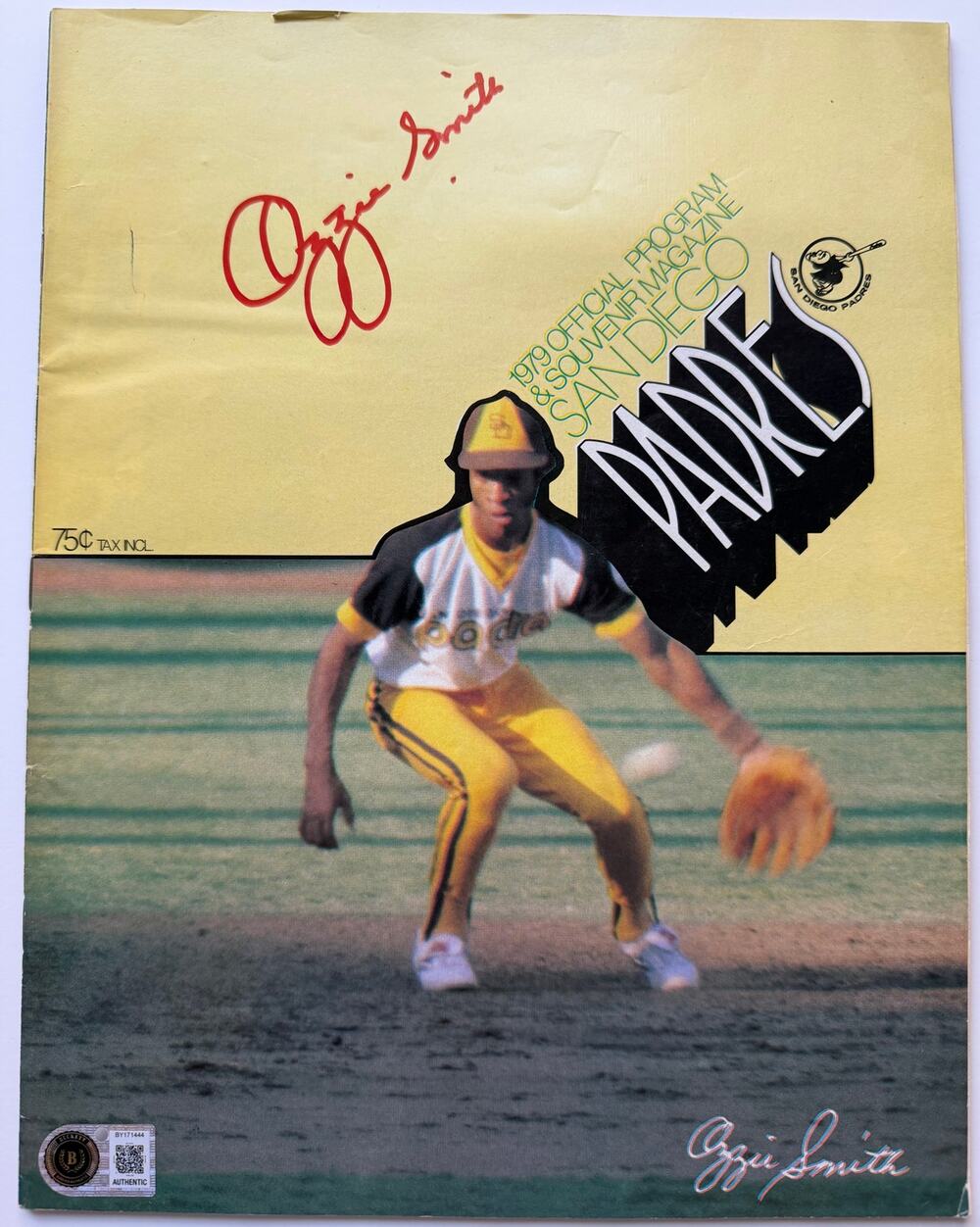 SCARCE 1979 San Diego Padres Ozzie Smith Auto Rookie Program Beckett Cardinals